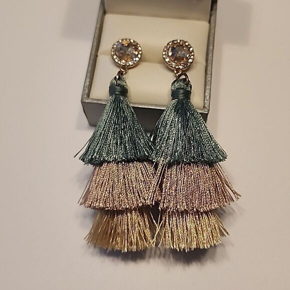 Bohemian Tassel Dangle Drop Earrings Tiered - Picture 1 of 4